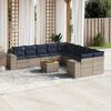 vidaXL 11-teiliges Gartensofa-Set mit Kissen, grau, Polyrattan