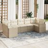 vidaXL 7-tlg. Garten-Sofagarnitur mit Kissen Beige Poly Rattan