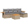 vidaXL 6-tlg. Garten-Sofagarnitur mit Kissen Beige Poly Rattan