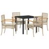 vidaXL Garten Essgruppe 5 Stk. Beige und Schwarz Rattan