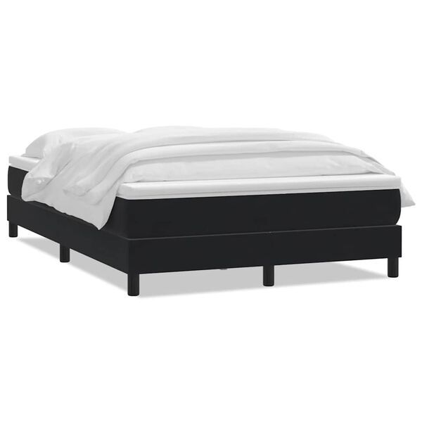 vidaXL Boxspringbett mit Matratze Schwarz 140x210 cm Samt