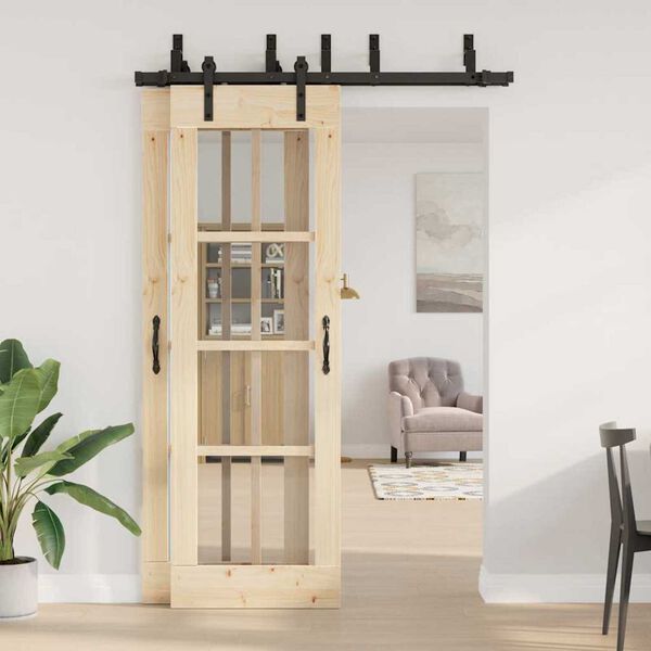 vidaXL Schiebet&uuml;rbeschlag-Set 152,5 cm Stahl Schwarz