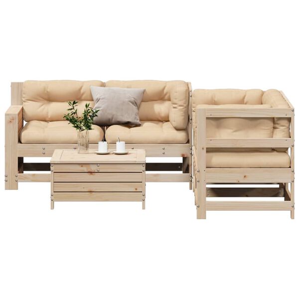 vidaXL 5-tlg. Garten-Lounge-Set mit Kissen Massivholz Kiefer