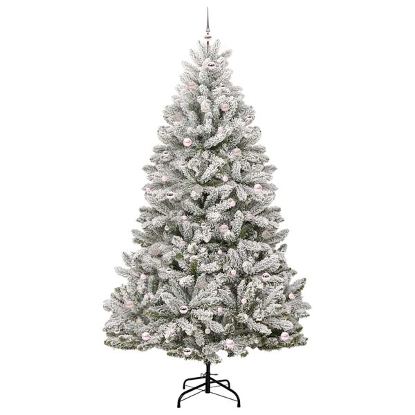 vidaXL K&uuml;nstlicher Weihnachtsbaum Gr&uuml;n und Wei&szlig; 270 cm PVC und Metall