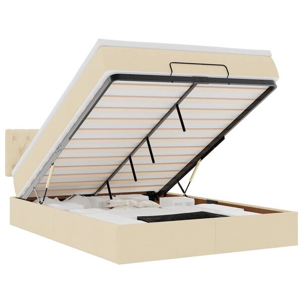 vidaXL Ottoman-Bett mit Matratze Creme 140x190 cm Stoff