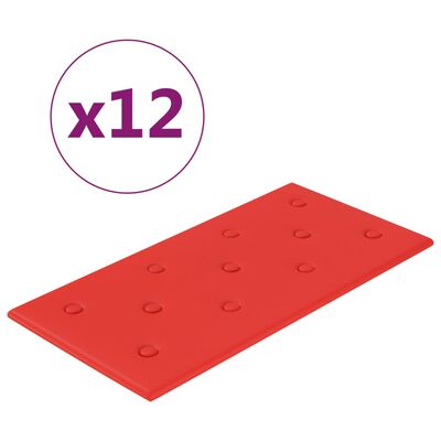 vidaXL Wandpaneele 12 Stk. Rot 60x30 cm Kunstleder 2,16 m²