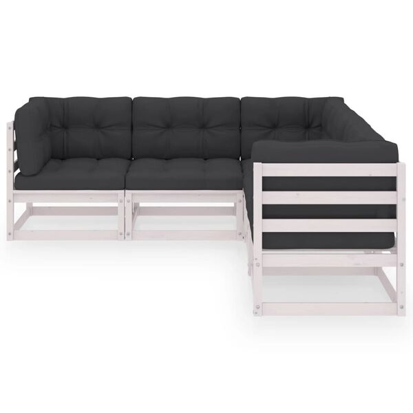 vidaXL 5-tlg. Garten-Lounge-Set mit Kissen Massivholz Kiefer