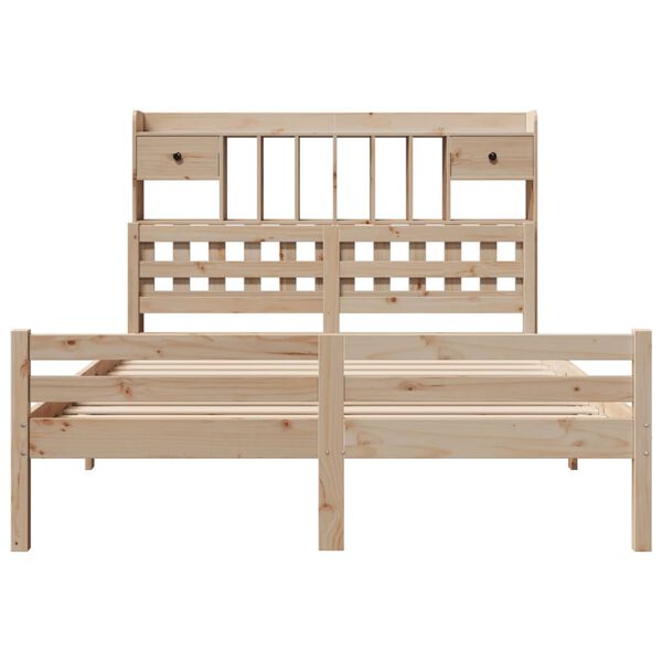 vidaXL Massivholzbett mit Regal ohne Matratze 140x190 cm Kiefer