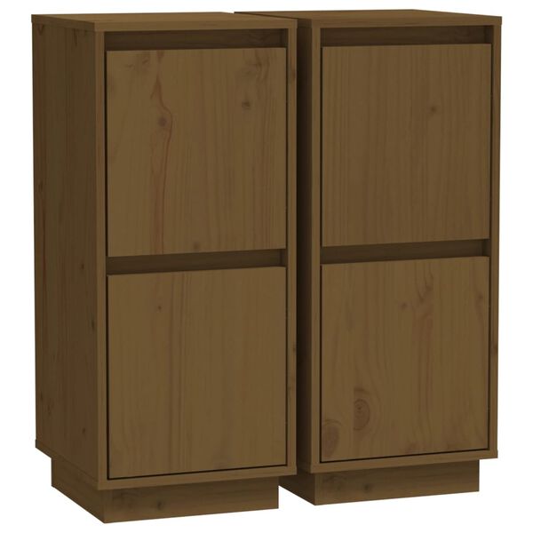 vidaXL Sideboards 2 Stk. Honigbraun 31,5x34x75 cm Massivholz Kiefer
