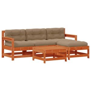 vidaXL Garten-Lounge-Set 5 pcs Wachsbraun Massives Kiefernholz