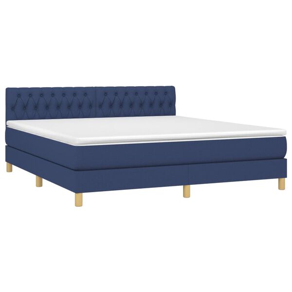 vidaXL Boxspringbett mit Matratze Blau 180x200 cm Stoff