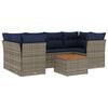 vidaXL 7-tlg. Garten-Sofagarnitur mit Kissen Grau Poly Rattan