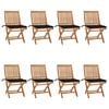 vidaXL Klappst&uuml;hle mit Kissen, 8-teilig, Massivholz Teakholz