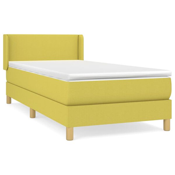 vidaXL Boxspringbett mit Matratze Gr&uuml;n 90x190 cm Stoff