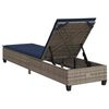 vidaXL Sonnenliege mit Auflagen Grau 55x200x25,5cm Poly Rattan
