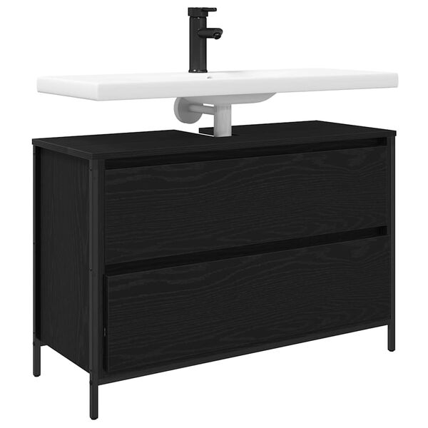 vidaXL Waschbeckenunterschrank mit Schubladen Schwarz Eichen-Optik