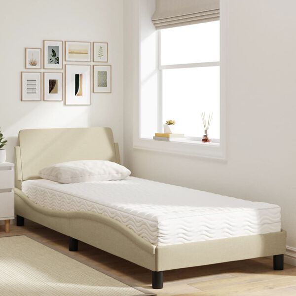vidaXL Bett mit Matratze "Dover" Creme 80x200 cm Stoff