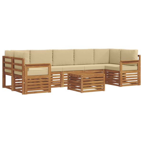 vidaXL Outdoor-Sofagarnitur 8 pcs Natur und Beige Massivholz Akazie