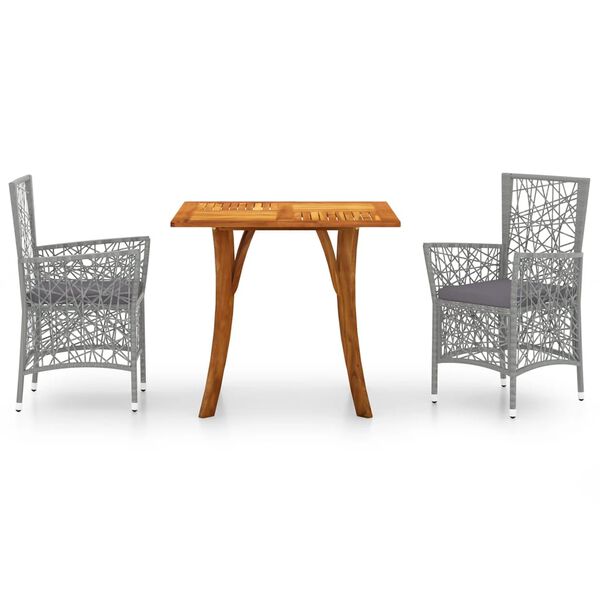 vidaXL 3-tlg. Garten-Essgruppe Grau