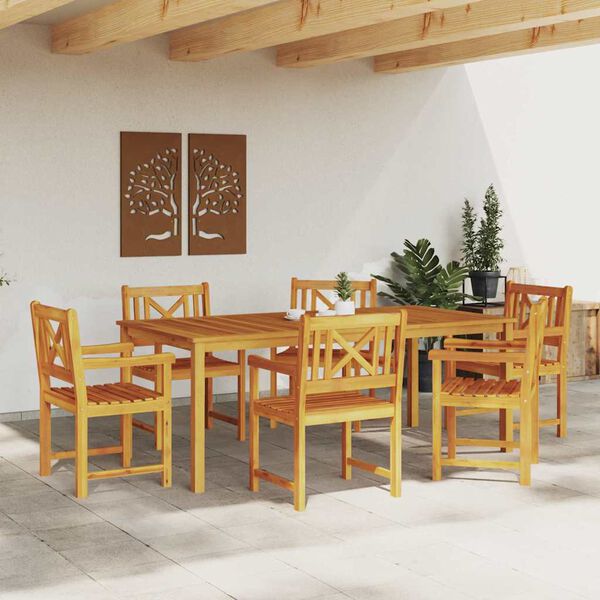 vidaXL Garten Essgruppe 7 pcs Braun Akazie Massivholz