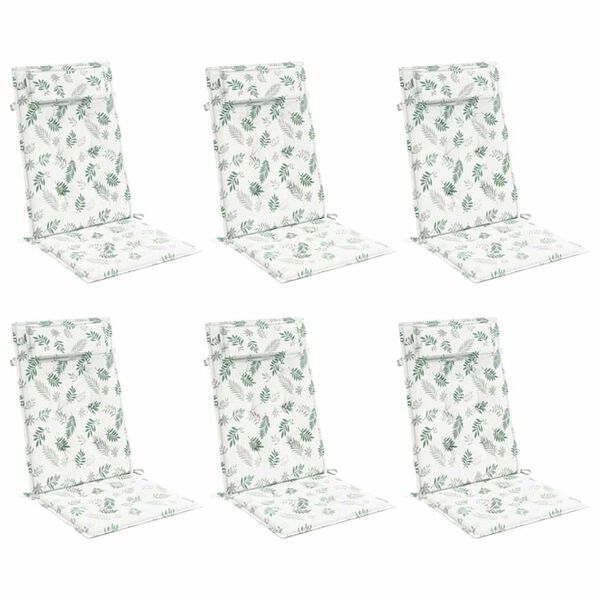 vidaXL Hochlehner-Auflagen 6 Stk. Blattmuster Oxford-Gewebe