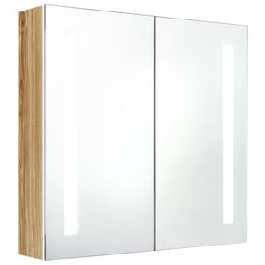 vidaXL LED-Bad-Spiegelschrank Wei&szlig; und Eichen-Optik 62x14x60 cm