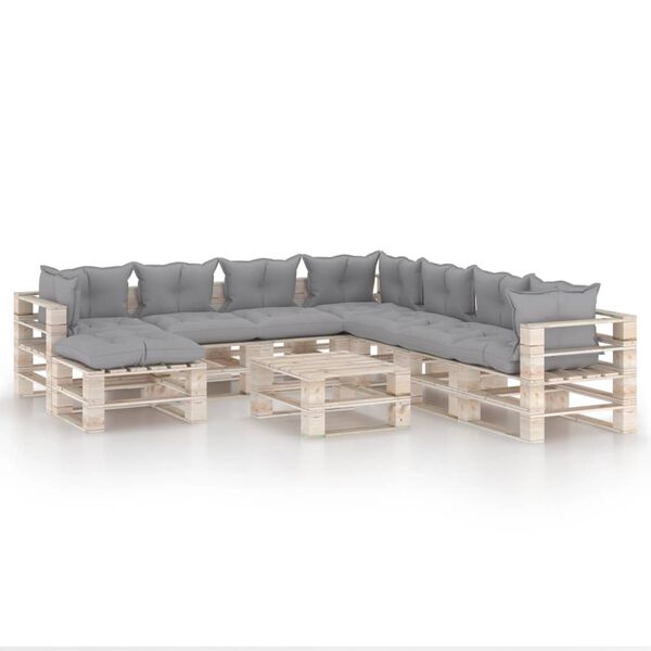 vidaXL 9-tlg. Garten-Lounge-Set aus Paletten mit Kissen Kiefernholz