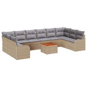 vidaXL Gartensofa-set mit Kissen 10 pcs Beige Poly-Rattan