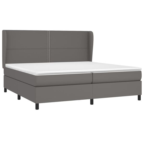 vidaXL Boxspringbett mit Matratze Grau 200x200 cm Kunstleder