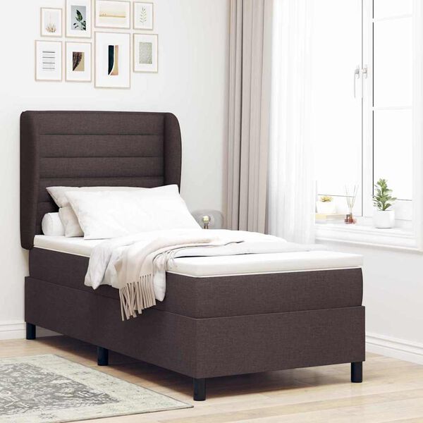 vidaXL Boxspringbett mit Matratze Dunkelbraun 90 x 190 cm Stoff