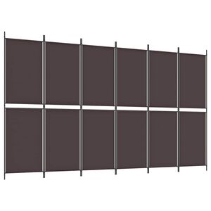 vidaXL 6-tlg. Paravent Braun 300x180 cm Stoff