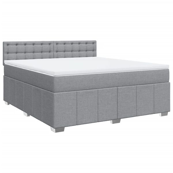 vidaXL Boxspringbett mit Matratze Hellgrau 180x200 cm Stoff