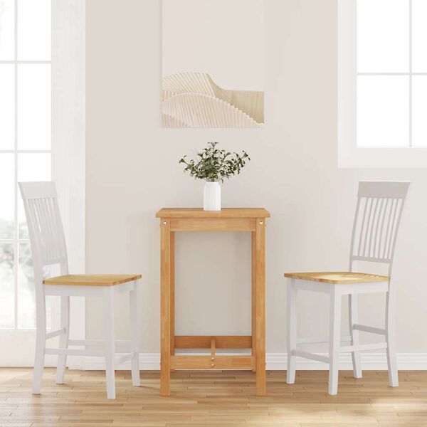 vidaXL Barhocker 2 Stk. Weiß Massivholz Gummibaum