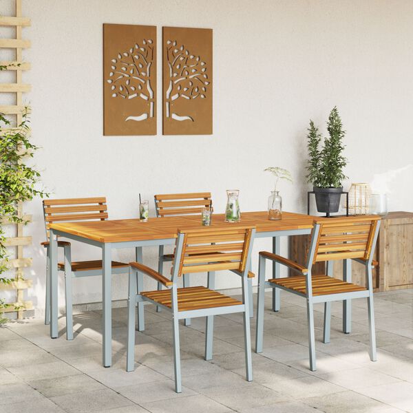 vidaXL Garten Essgruppe 5 pcs Grau Massivholz Akazie