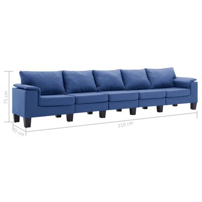 vidaXL 5-Sitzer-Sofa Blau Stoff
