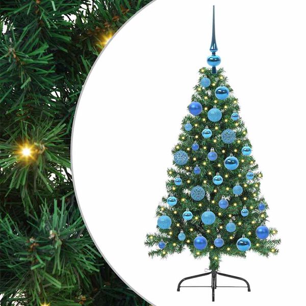 vidaXL K&uuml;nstlicher vorbeleuchteter Weihnachtsbaum Gr&uuml;n 120 cm PVC