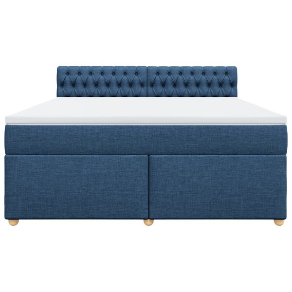 vidaXL Boxspringbett mit Matratze Blau 180x200 cm Stoff