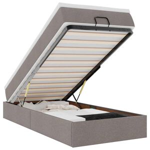 vidaXL Ottoman-Bett mit Matratze Taupe 90x200 cm Stoff