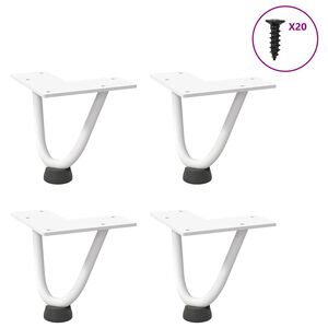 vidaXL Haarnadelbeine f&uuml;r Couchtisch 4 Stk. Wei&szlig; 10 cm Massivstahl