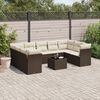 vidaXL 10-tlg. Garten-Sofagarnitur mit Kissen Braun Poly Rattan