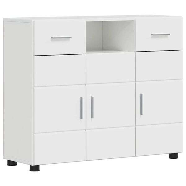vidaXL Holzschrank Hochglanz Wei&szlig; 88,5 x 30,5 x 73 cm Holzwerkstoff
