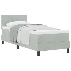 vidaXL Boxspringbett mit Matratze Hellgrau 80 x 200 cm Samt