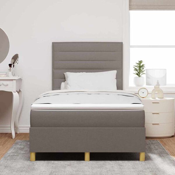 vidaXL LED Boxspringbett mit Matratze Taupe 120 x 190 cm Stoff