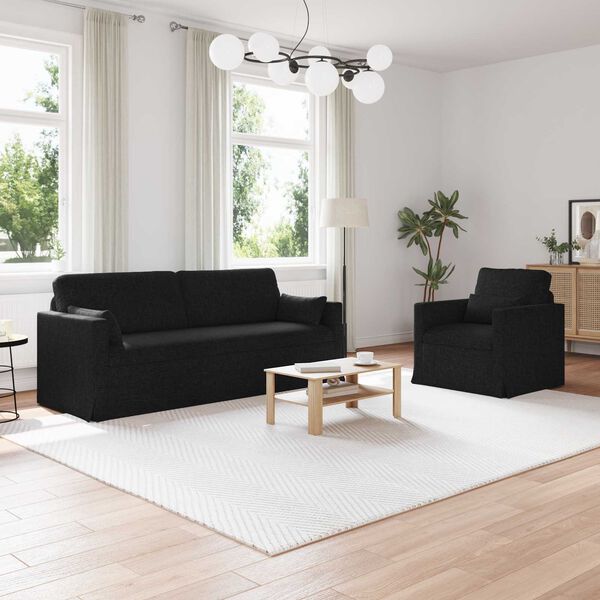 vidaXL Sofa 2 pcs Schwarz