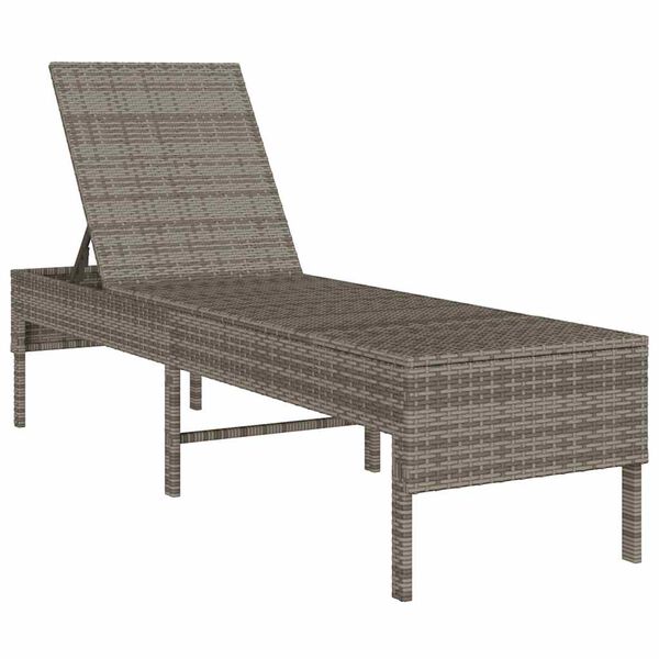 vidaXL Sonnenliege mit Auflage Grau 55x200x44 cm Poly Rattan