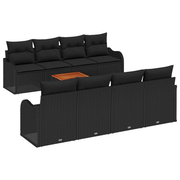vidaXL Gartensofa-set mit Speicher 9 pcs Schwarz Poly-Rattan