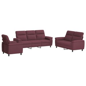 vidaXL Sofa-Set 3 pcs Lila Stoff