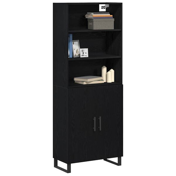 vidaXL Highboard Schwarz Eichen-Optik 69,5 x 34 x 180 cm Holzwerkstoff