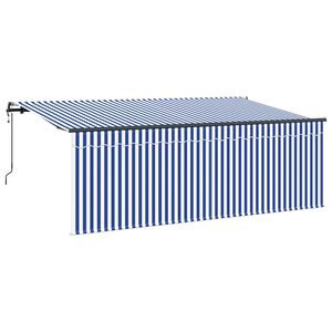 vidaXL Ausziehbare Markise Blau und Wei&szlig; 350 x 200 cm