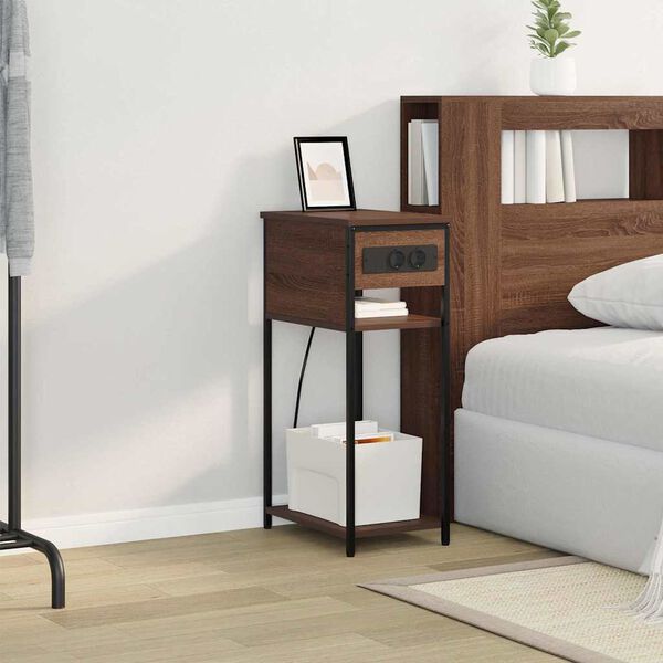 vidaXL Nachttisch Braun Eichen-Optik 41 x 28 x 76 cm Holzwerkstoff